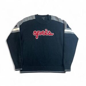 Alp N Rock Apres Ski Sweater Womens XL Black Chenille Script Logo Winter Lux